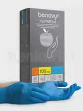 Перчатки Benovy нитриловые голубые (200шт) XL